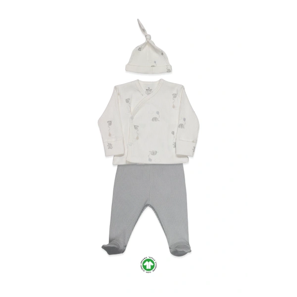 Akm Life Flying Elephant 3lü Zıbın Takım 13111 Ekru Gri