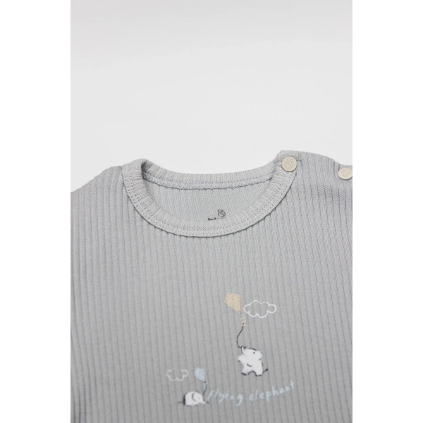 Akm Life Flying Elephant Yarım Kol 2li Body 17116 Ekru Gri