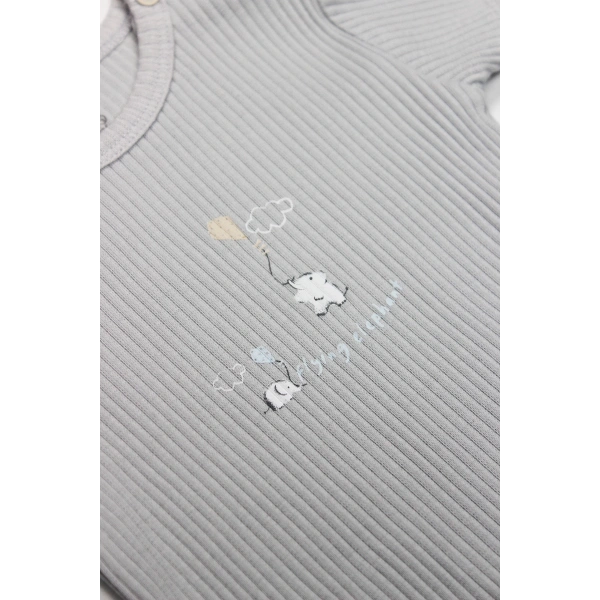 Akm Life Flying Elephant Yarım Kol 2li Body 17116 Ekru Gri