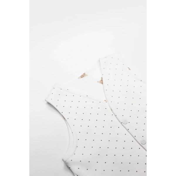 Akm Life I Am So Bear Çift Taraflı Bebe Yelek 18103 Bej Ekru