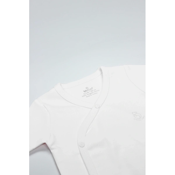 Akm Life Organik Natural Basic Style Kruvaze Yarım Kol Body Bs17101 Beyaz