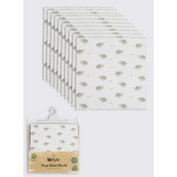 Akm Life Tortoise 20x20 10lu Penye Mendil 90163 Ekru