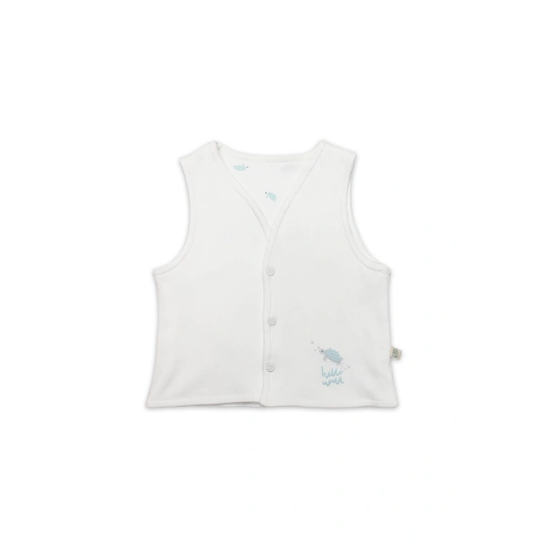 Akm Life Yelek Çift Taraflı Hello World 18105 Mint Ekru