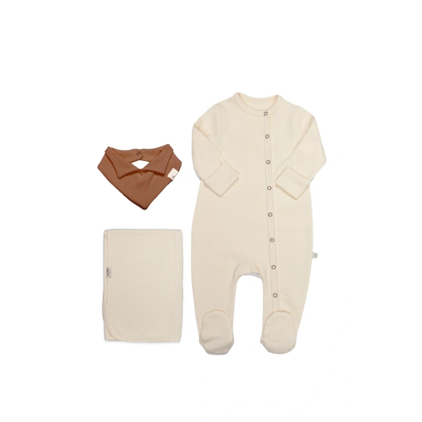 Akm Life Yenidoğan Tulum Battaniye Gentleman 13116 Ekru