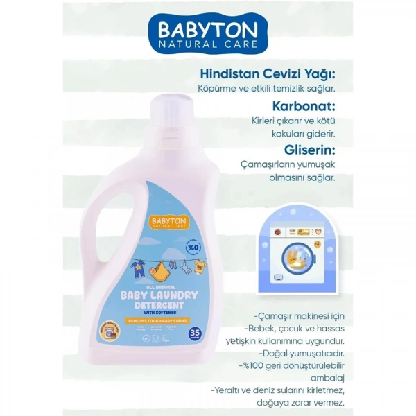 Babyton Doğal Bebek Çamaşır Sabunu Bitkisel Deterjan 1000 Ml