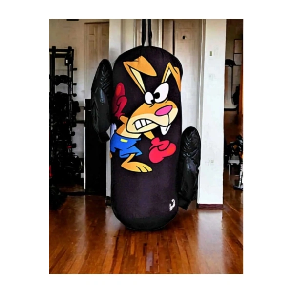 Çocuk Boks Torbası 2 Çift Eldiven Hediyeli Eğlenceli Evde Boks(Unisex Kız-Erkek) Siyah