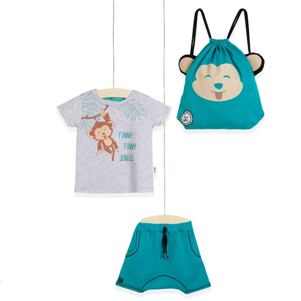 ERKEK ÇOCUK 2-3-4 YAŞ FUNNY JUNGLE 3 LÜ ÇANTALI TAKIM