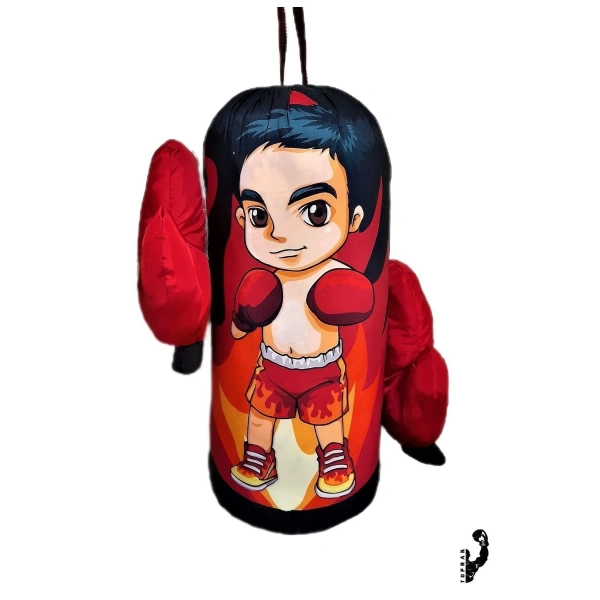 Erkek Çocuk Boks Torbası Eldiven Hediyeli Çocuklar İçin Eğlenceli Evde Boks Kırmızı