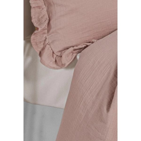 Kanz 2 Kat Fırfırlı Bebek Müslin Nevresim Knz-023 Pudra