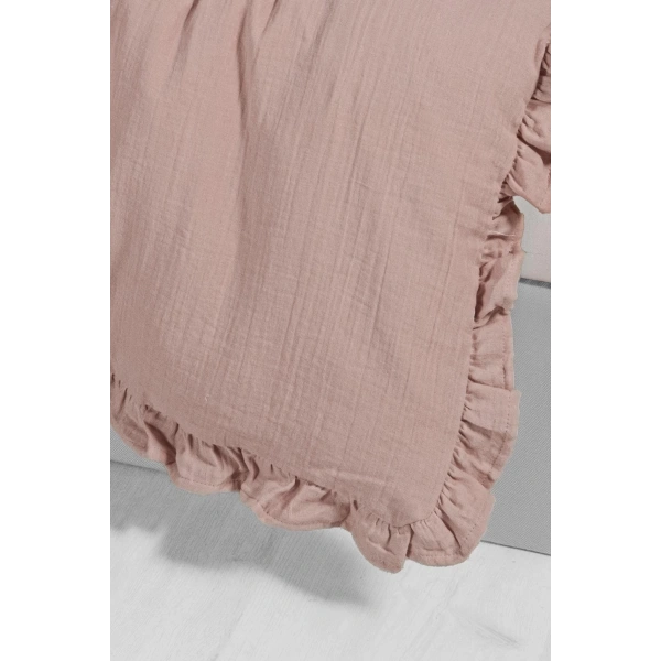 Kanz 2 Kat Fırfırlı Bebek Müslin Nevresim Knz-023 Pudra