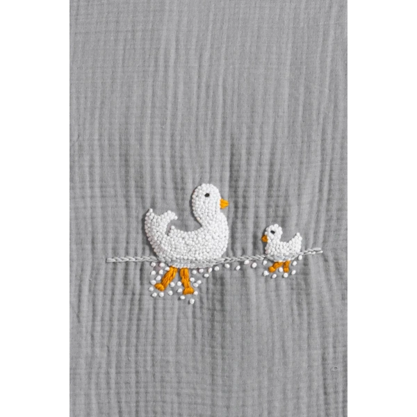 Kanz 4 Kat Hand Made Fırfırlı Müslin Örtü Seti Knz-020 Gri