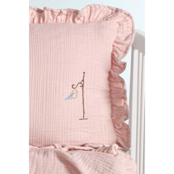 Kanz 4 Kat Hand Made Fırfırlı Müslin Örtü Seti Knz-020 Pudra