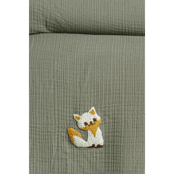 Kanz 4 Kat Hand Made Fırfırlı Müslin Örtü Seti Knz-020 Yeşil