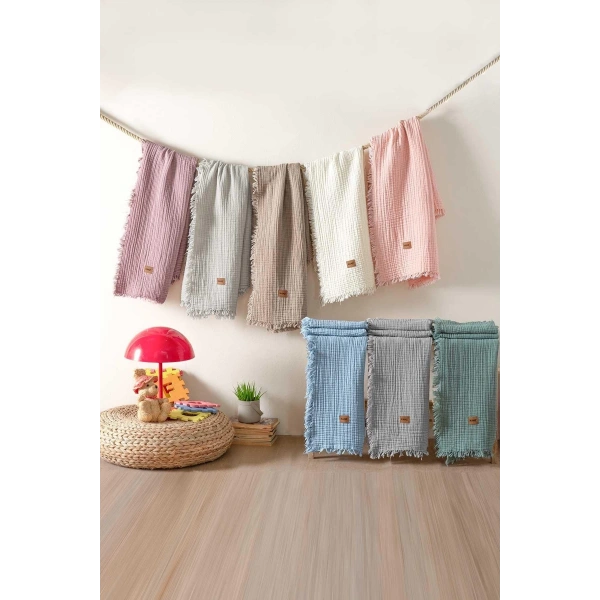 Kanz Bebek 4 Kat Müslin Örtü Knz-027 Gri