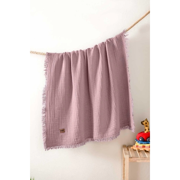 Kanz Bebek 4 Kat Müslin Örtü Knz-027 Gül Kurusu