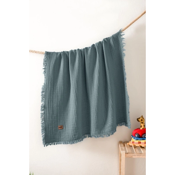 Kanz Bebek 4 Kat Müslin Örtü Knz-027 İndigo