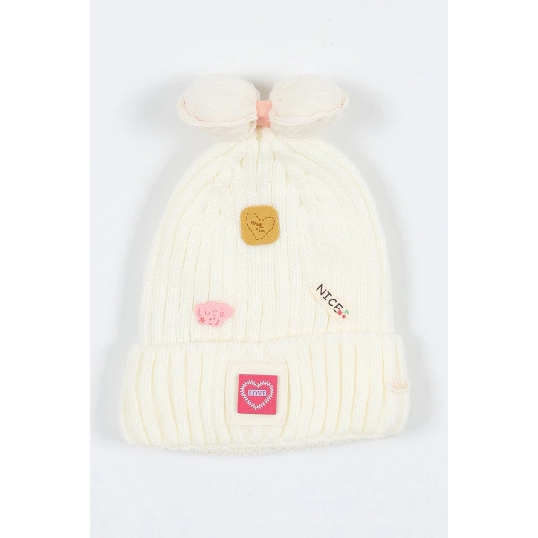 Kitti Çocuk Kız Kulaklı Bere (4-8 Yaş) K24130-02 Krem