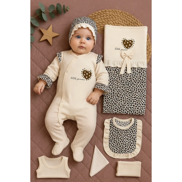 Leopar Desenli 8li Set Yeni Doğan