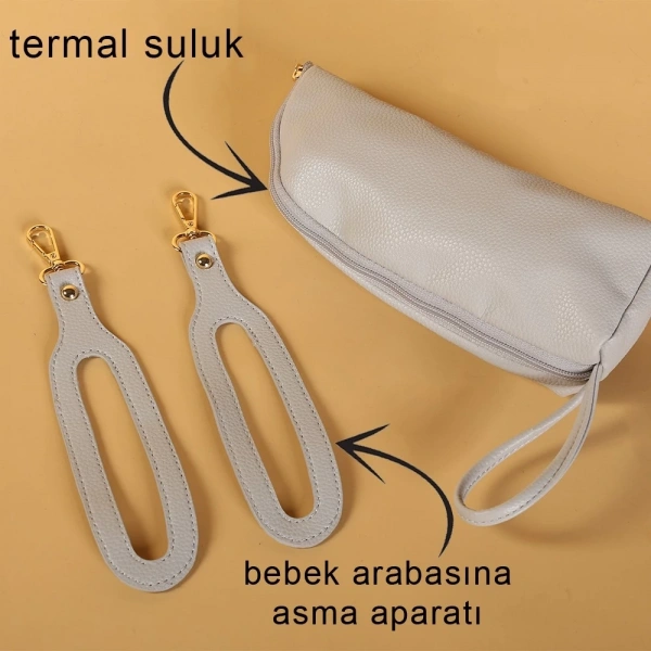 M&y Kitty Deri Anne Bebek Bakım Sırt Çantası 7271 Gri