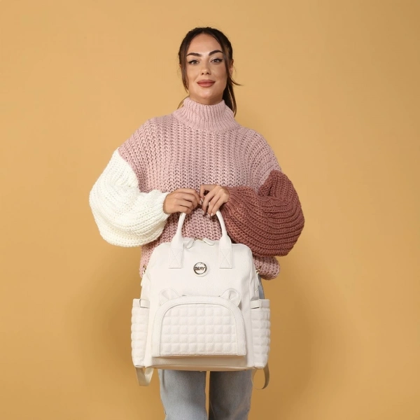 M&y Kitty Deri Anne Bebek Bakım Sırt Çantası 7271 Krem