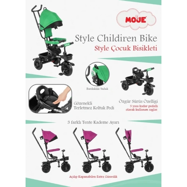 Moje Style 3 Tekerlekli Çocuk Bisikleti Gri