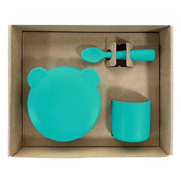 Oioi Blw I Silikon Beslenme Seti 3lü (kaseli) Aqua Green