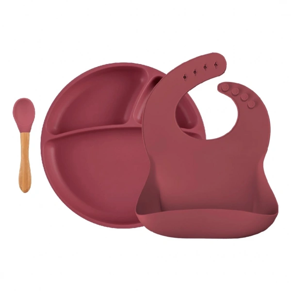 Oioi Blw Iı Silikon Beslenme Seti 3lü (tabaklı) Velvet Rose