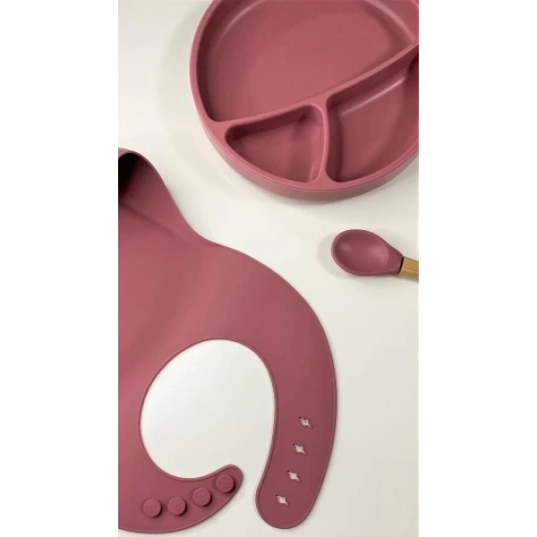 Oioi Blw Iı Silikon Beslenme Seti 3lü (tabaklı) Velvet Rose