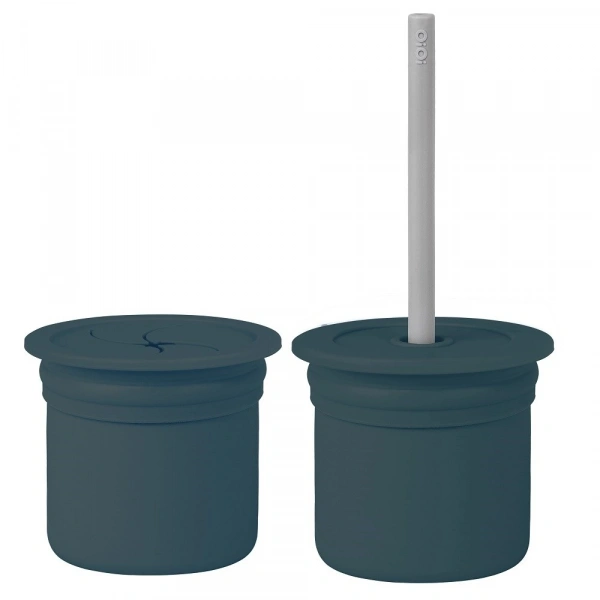 Oioi Ham+hüp Pipetli Silikon Bardak Seti Deep Blue / Powder Grey