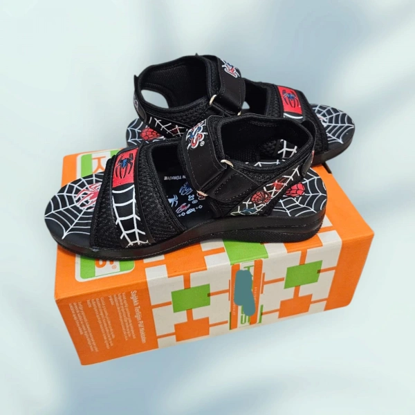 Ortopedik taban Kutu içerisinde kırmızı siyah çocuk yazlık rahat kalıp sandalet