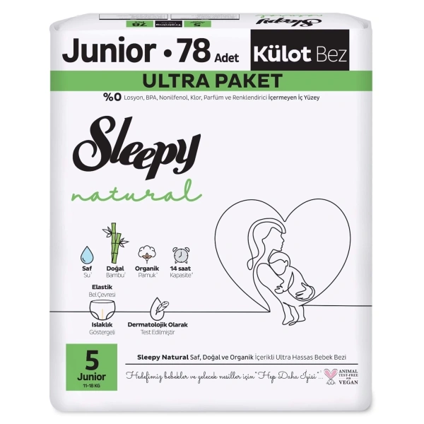 Sleepy Natural Külot Bez 2li Ultra Paket 5 Beden 78 Adet