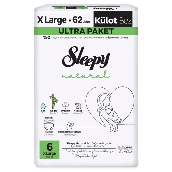 Sleepy Natural Külot Bez 2li Ultra Paket 6 Beden 62 Adet