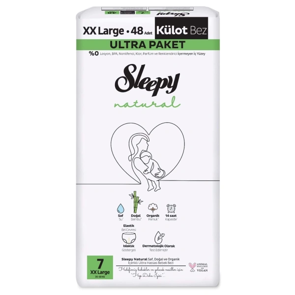 Sleepy Natural Külot Bez 2li Ultra Paket 7 Beden 48 Adet