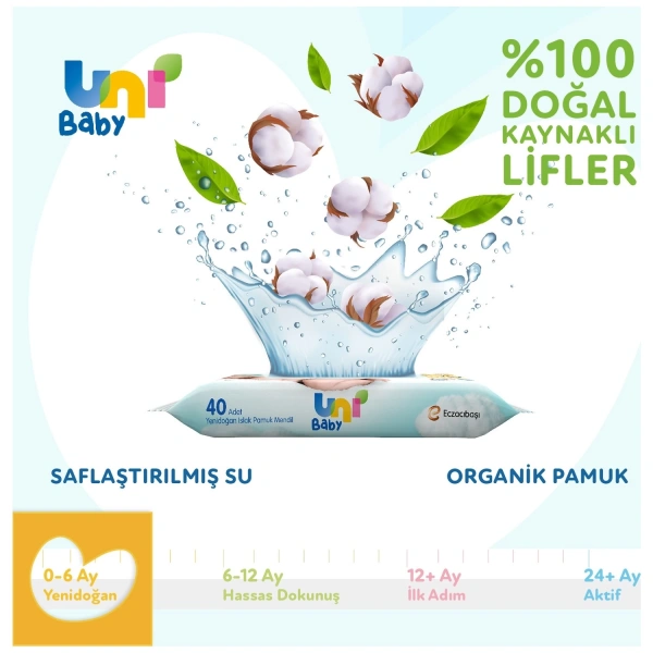 Uni Baby Yenidoğan Islak Havlu Mendil 3lü 120 Yaprak
