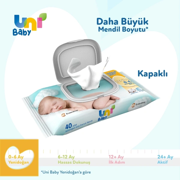 Uni Baby Yenidoğan Islak Havlu Mendil 3lü 120 Yaprak