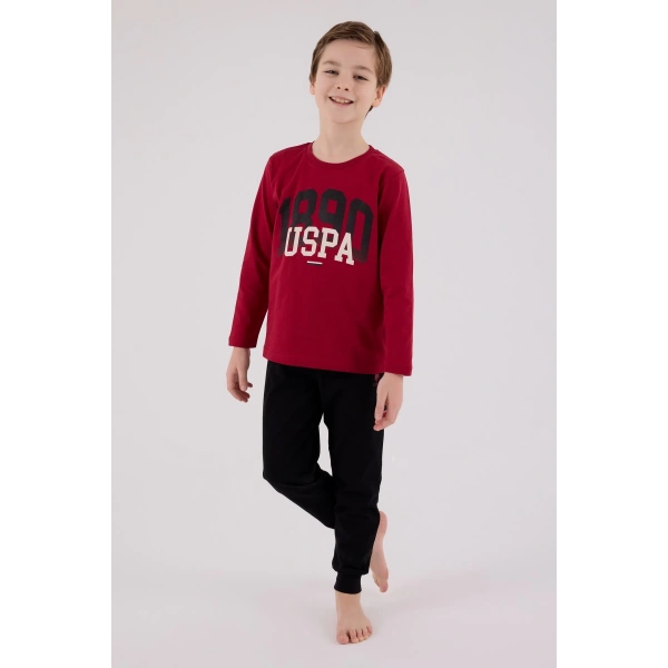 U.s. Polo Assn Uzun Kol Pijama Takım Us2203-4 Bordo