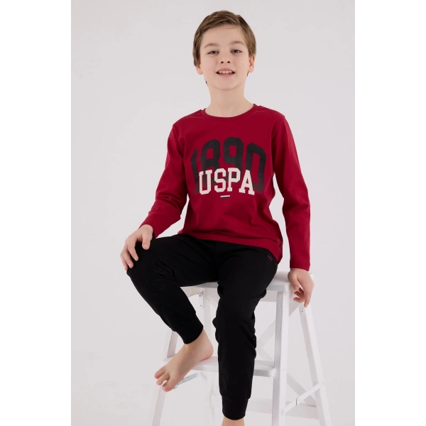 U.s. Polo Assn Uzun Kol Pijama Takım Us2203-4 Bordo