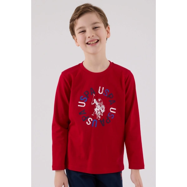 U.s. Polo Assn Uzun Kol Pijama Takım Us2214-4 Kırmızı