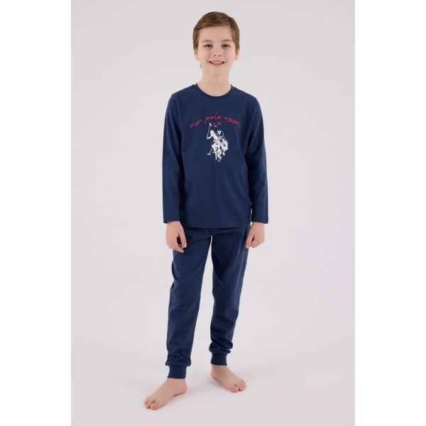 U.s. Polo Assn Uzun Kol Pijama Takım Us2233-4 Koyu İndigo
