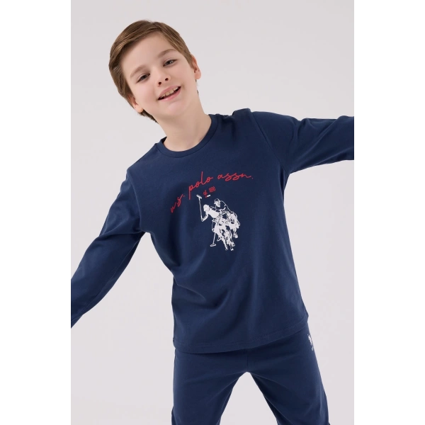 U.s. Polo Assn Uzun Kol Pijama Takım Us2233-4 Koyu İndigo