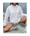 Düz Uzun Kollu Oversize Kadın Hoodie- Kadın Kapişonlu Sweatshirt