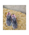 Çocuk Unisex Gri Pembe Rahat Kalıp Nefes Alabilen Kumaş Bağcıklı Spor Ayakkabı