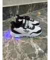 Çocuk Unisex Beyaz Siyah Işıklı Cırtlı Ayakkabı