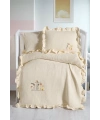 Kanz 4 Kat Hand Made Fırfırlı Müslin Örtü Seti Knz-020 Krem