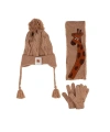 Kitti Bebe Erkek Atkı Bere Eldiven Takım (1-4 Yaş) K24160-09 Açık Kahve