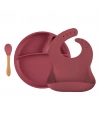 Oioi Blw Iı Silikon Beslenme Seti 3lü (tabaklı) Velvet Rose