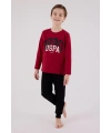 U.s. Polo Assn Uzun Kol Pijama Takım Us2203-4 Bordo
