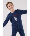 U.s. Polo Assn Uzun Kol Pijama Takım Us2233-4 Koyu İndigo