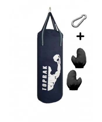 6-9 Yaş Boks Torbası 50Cm Çocuk Boks Torbası Eldiven+Karabina Hediyeli Lacivert