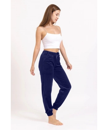 Kadın Lastikli Kadife Tek Alt Pijama